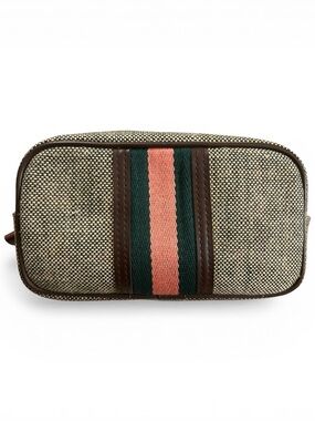 Vintage Tweed Stripe Toiletry Bag with Web Detail Unisex